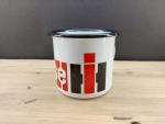 CASE IH Oldtimer Traktor Emaille Tasse mit schwarzem Rand